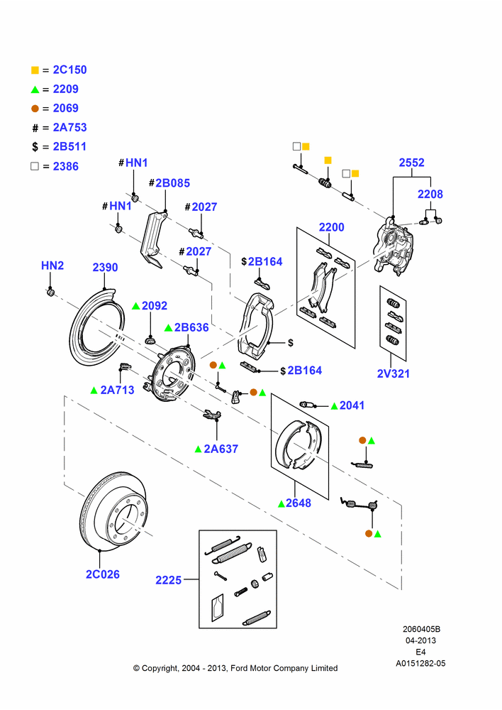 05B - Rear Brake Discs and Calipers, Ford 250 Series, Ford 350 Series; 02/AUG/2004-06/AUG/2007