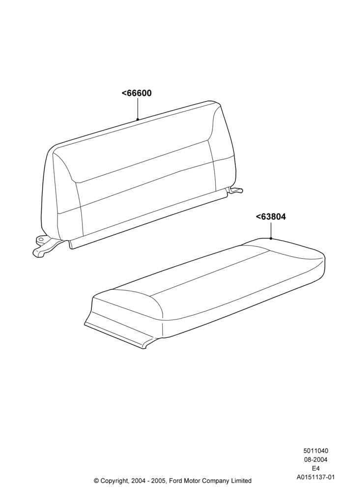 40F - Rear Seat Covers, With 5th Row Bench Seat; 02/AUG/2004-06/AUG/2007