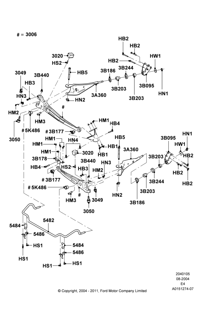 05B - Front Susp.Arms/Stabilizer/X-Member, Ford 250 Series, Ford 350 Series; 02/AUG/2004-16/OCT/2006