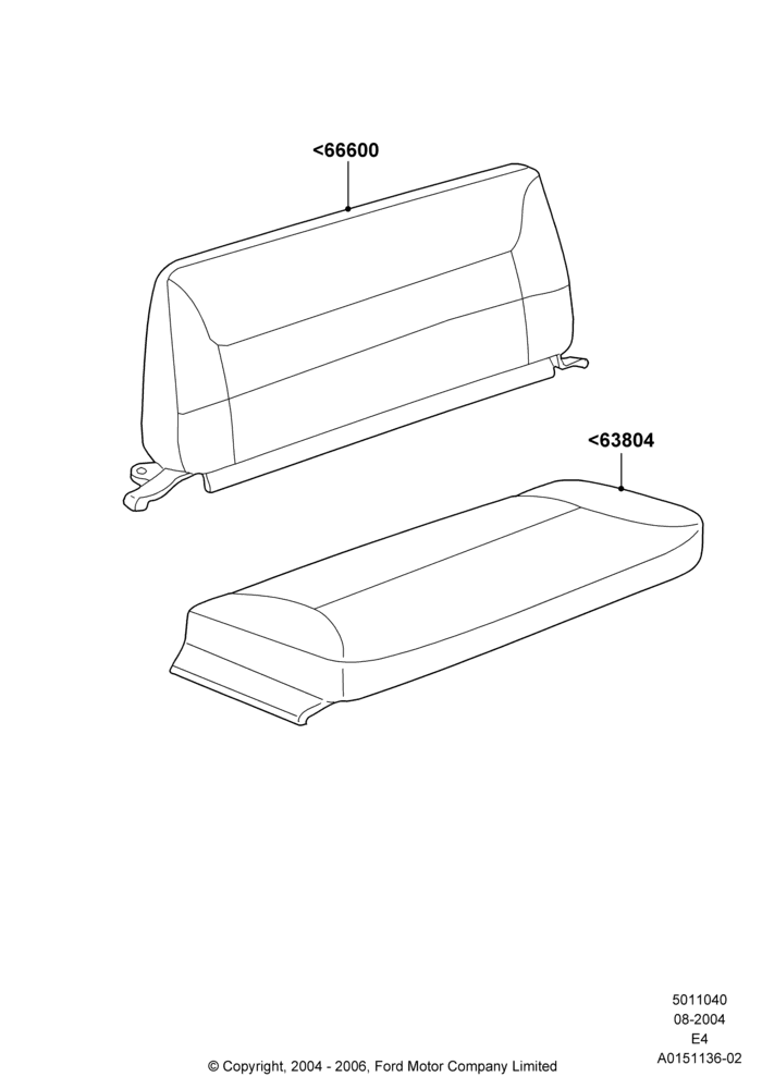 40E - Rear Seat Covers, With 4th Row Bench Seat (4 Pass.); 02/AUG/2004-06/AUG/2007