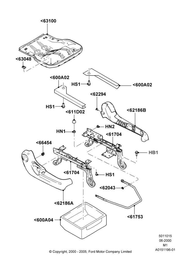 15D - Front Seat Base, All LHD Territories, Passenger Seat; 12/JUN/2000-22/DEC/2003