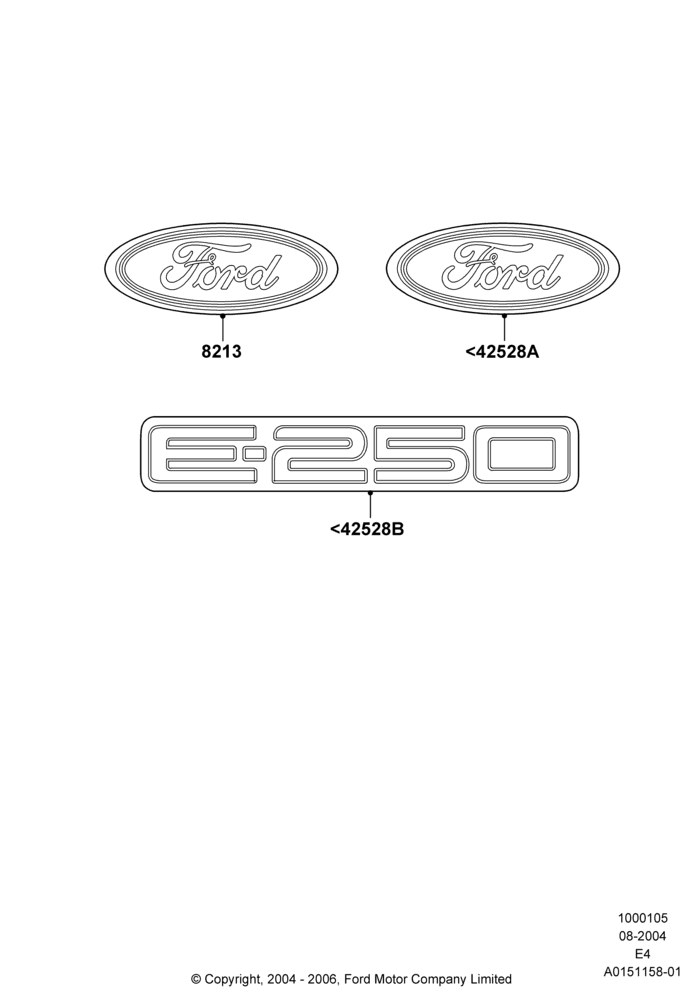 Name Plates, Ford 250 Series