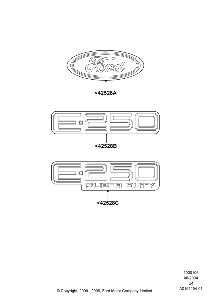 Name Plates, Ford 250 Series
