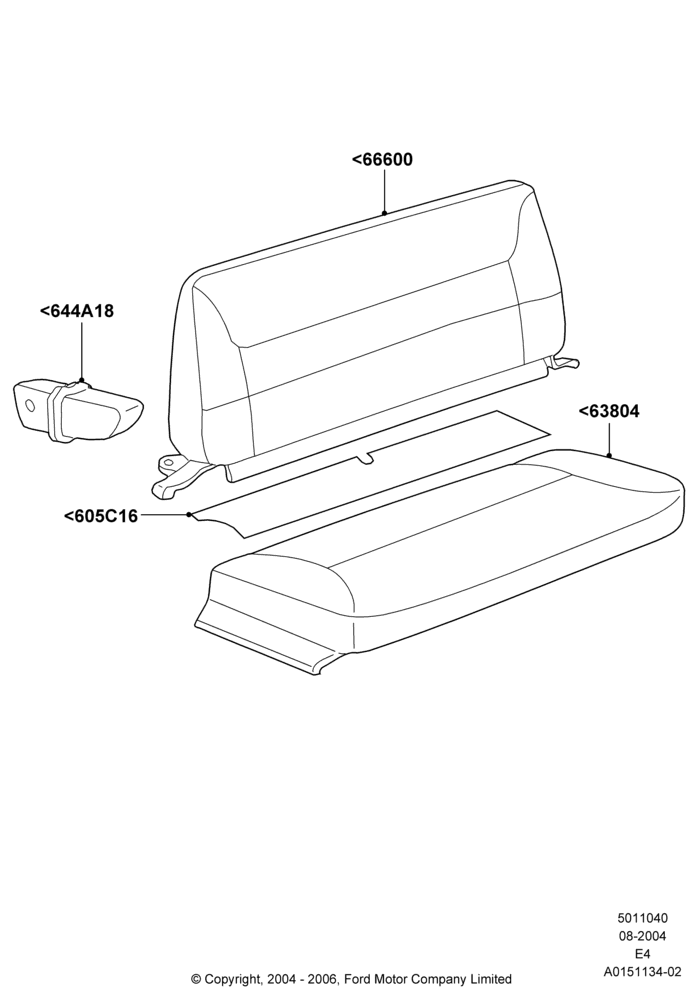 40C - Rear Seat Covers, With 3rd Row Bench Seat; 02/AUG/2004-06/AUG/2007