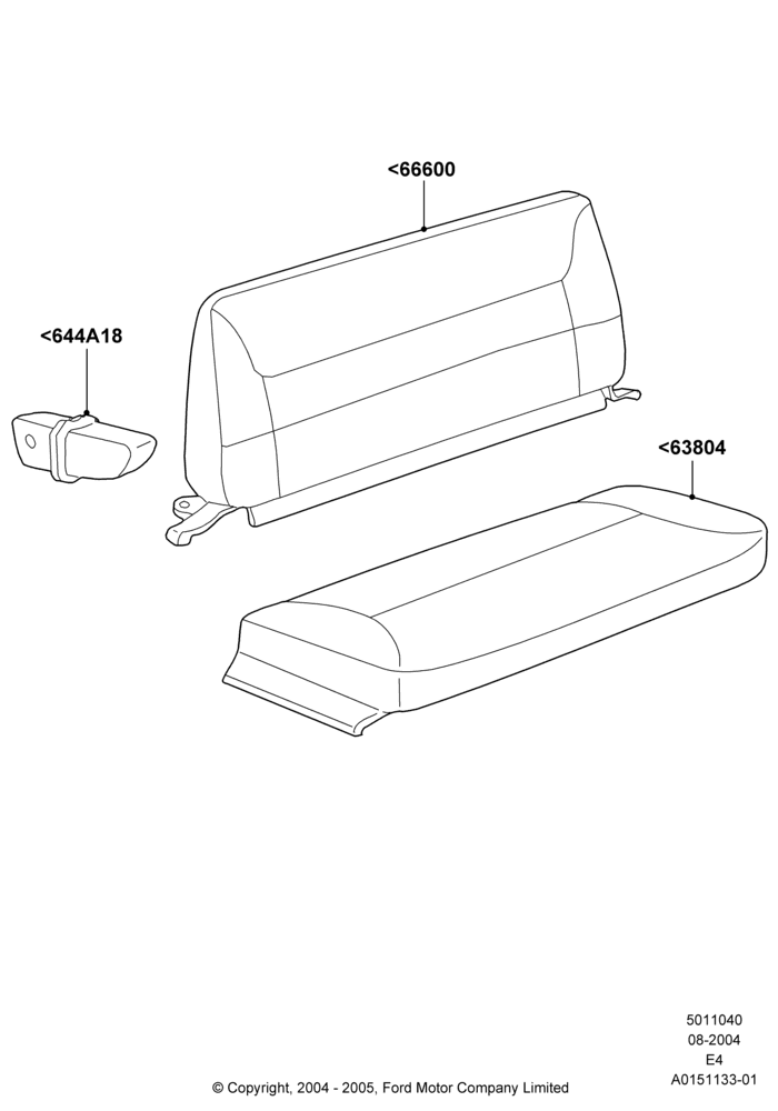 40B - Rear Seat Covers, With 2nd Row Bench Seat - 3 Passngr; 02/AUG/2004-06/AUG/2007