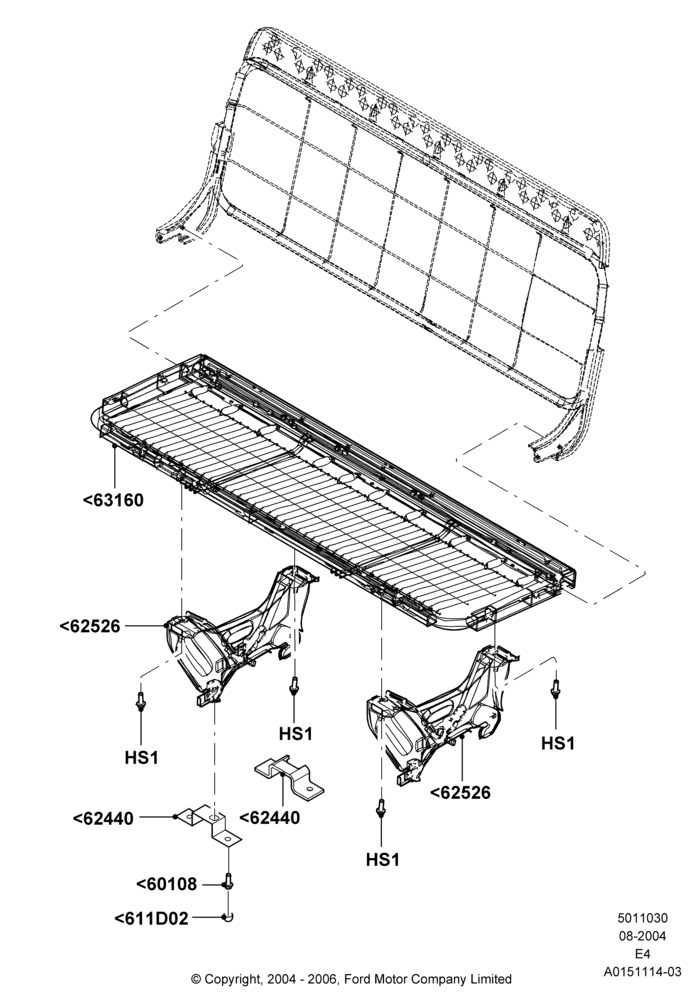 30M - Rear Seat Base, With 5th Row Bench Seat; 02/AUG/2004-06/AUG/2007