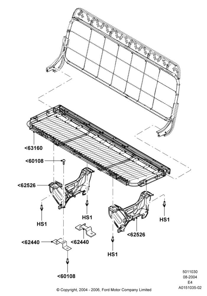 30K - Rear Seat Base, With 4th Row Bench Seat (4 Pass.); 02/AUG/2004-06/AUG/2007