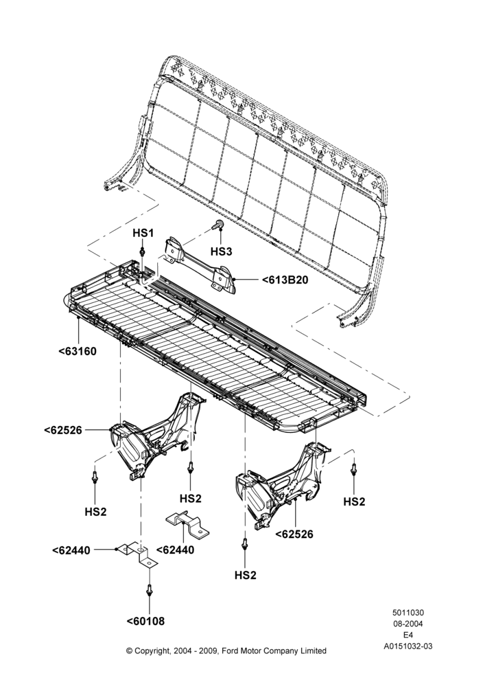 30E - Rear Seat Base, With 2nd Row Bench Seat - 3 Passngr; 02/AUG/2004-06/AUG/2007