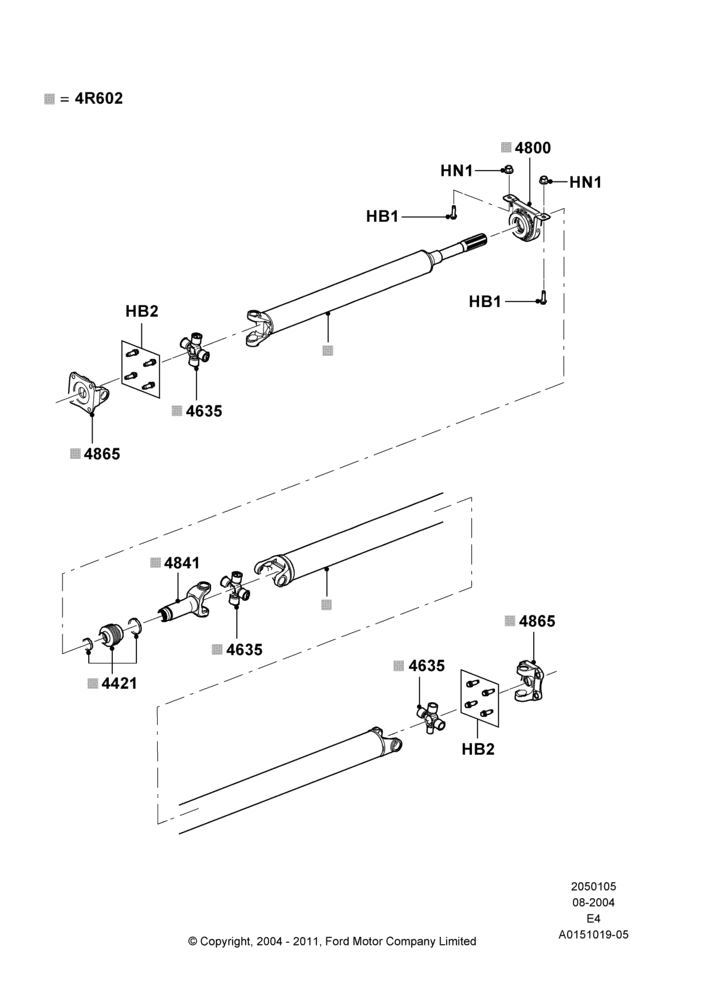 05E - Drive Shaft - Rear Axle Drive, Ford 450 Series; 02/AUG/2004-16/OCT/2006