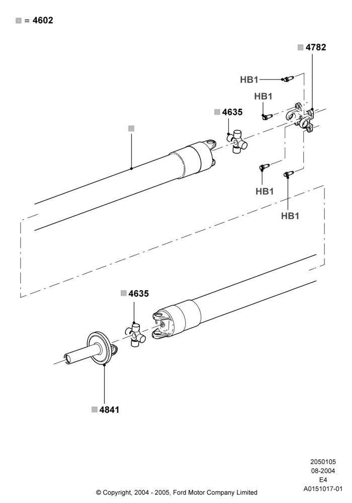 05C - Drive Shaft - Rear Axle Drive, 138"/3505MM Wheelbase, Ford 350 Series, 1 Piece Driveshaft; 02/AUG/2004-16/OCT/2006