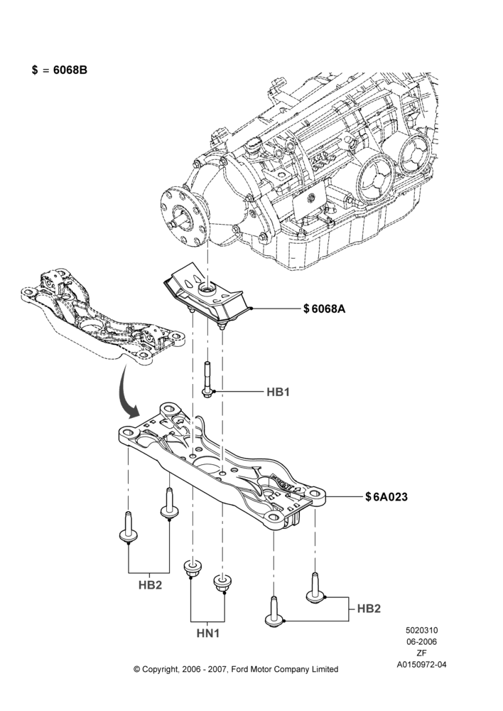 10C - Transmission Mounting, 5.4L 4V DOHC EFI S/C ALUM V8 G; 06/JUN/2006-28/NOV/2007