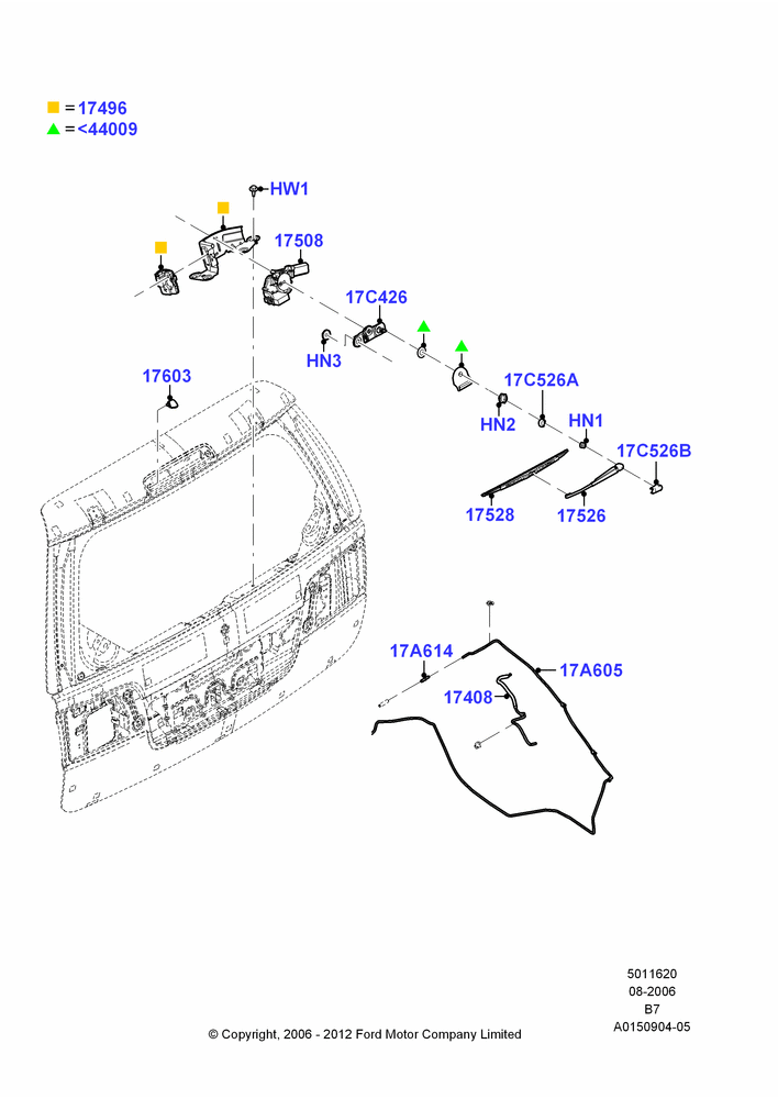 20B - Rear Window Wiper and Washer; 02/AUG/2006-30/JUN/2017