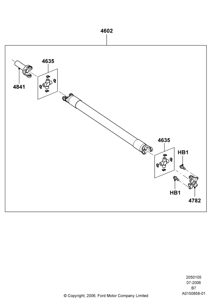 05F - Drive Shaft - Rear Axle Drive, LHD 4WD (Part Time Drive); 02/AUG/2006-11/AUG/2014