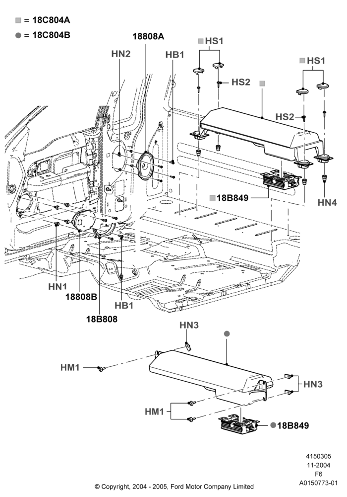 05D - Speakers, AM/FM Stereo/CD Changer/CLK/MP3, With Manual Front Windows; 29/NOV/2004-18/AUG/2008