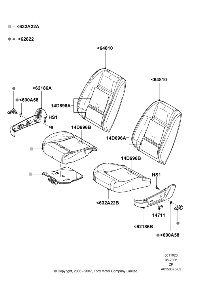 20C - Front Seat Pads/Valances & Heating, With Drivers Heated Seat, With Heated Passenger Seat; 05/JUN/2006-26/FEB/2009