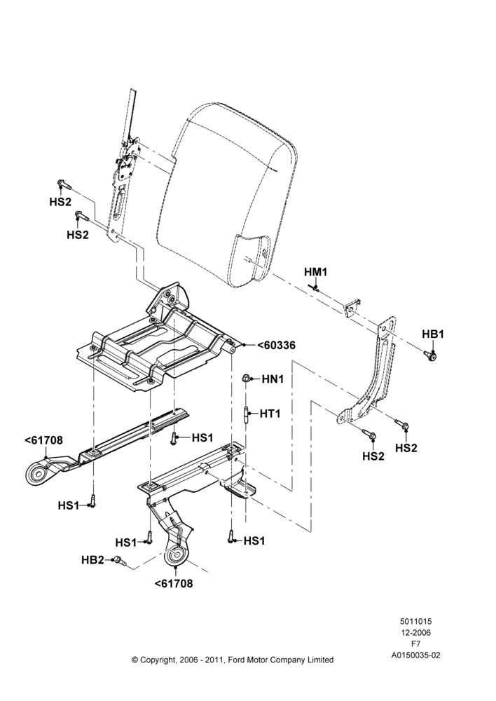 15X - Front Seat Base, With 40/20/40 Split Bench Frnt Seat, 20% Seat; 18/DEC/2006-12/FEB/2010