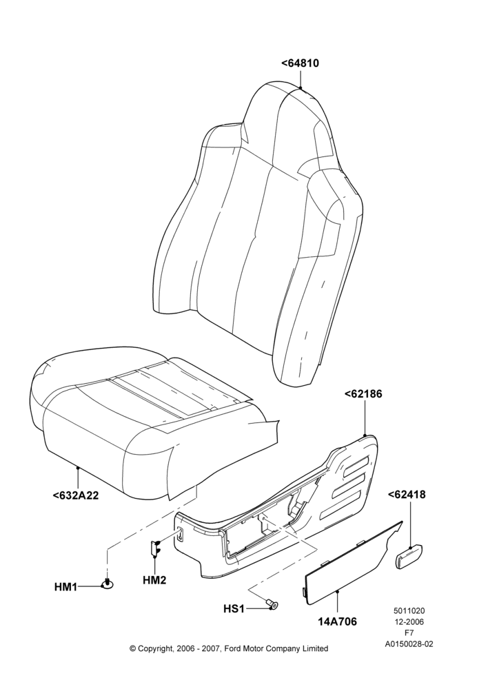 20J - Front Seat Pads/Valances & Heating, With High Back Front Seats; 18/DEC/2006-12/FEB/2010