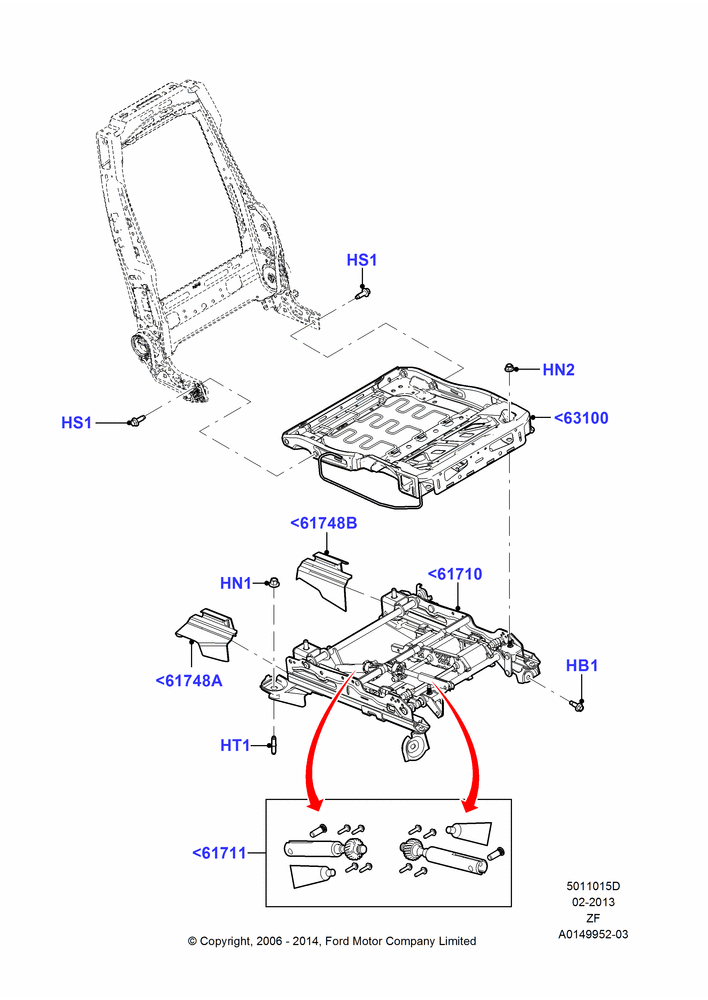 15D - Front Seat Base, With Pass 6 Way Power Seat Adjuster, Passenger Seat; 05/JUN/2006-26/FEB/2009