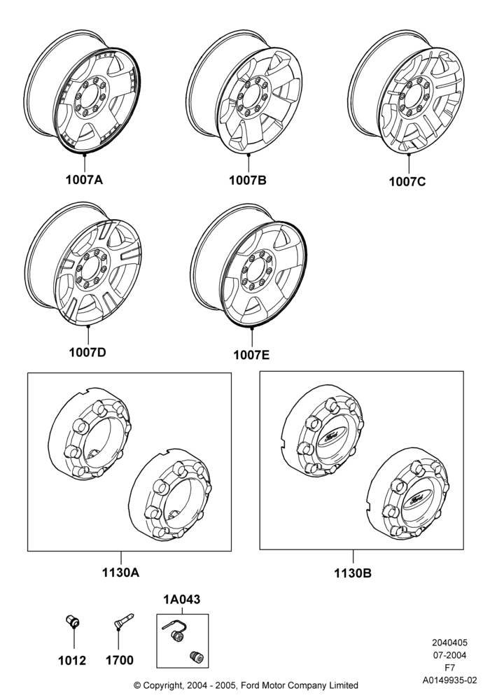 05XA - Wheels, With Single Rear Wheels, Accessory, Additional Parts May Be Required, Refer To The Installation Instructions Found Under Tech Specs At The Genuine Ford Accessory (GFA) Web Site, See Vehicle Restrictions And Modification Requirements, www.fordaccessoriesstore.com; 19/JUL/2004-12/FEB/2010