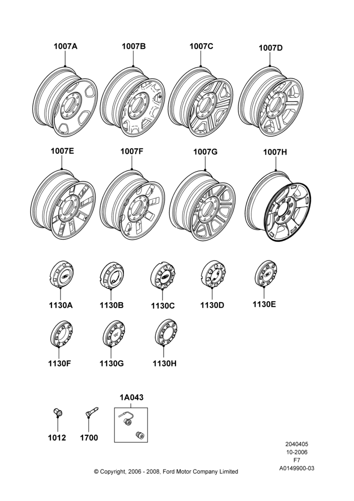 05J - Wheels, Ford 250 Series, Ford 350 Series, With 18" Wheels, With Single Rear Wheels; 18/DEC/2006-12/FEB/2010
