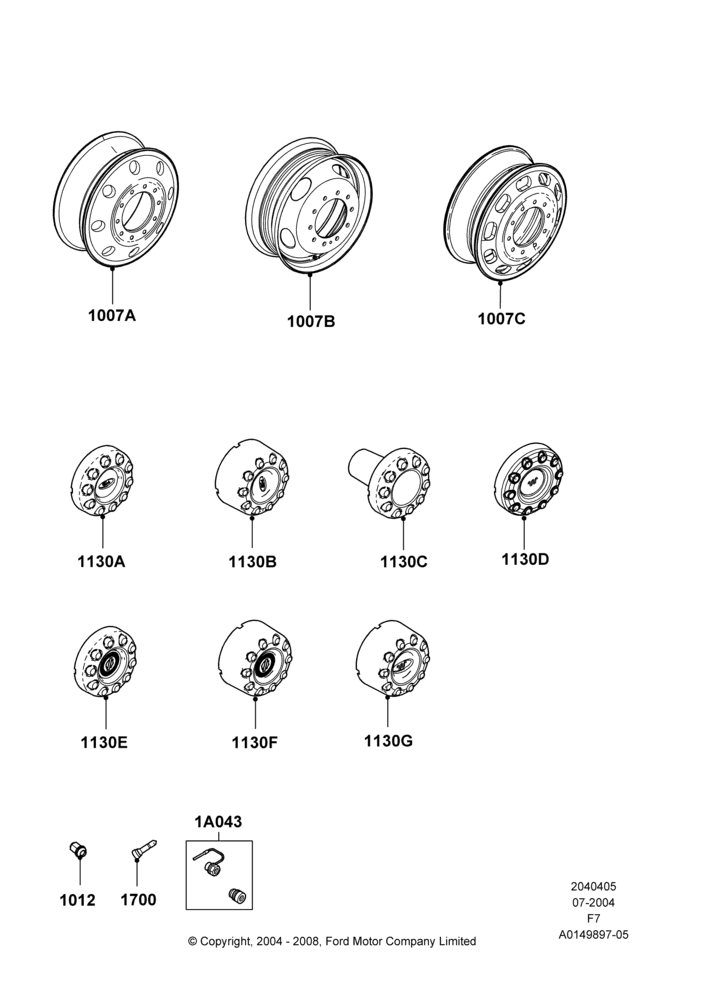 05G - Wheels, Ford 550 Series, Ford 450 Series; 19/JUL/2004-12/FEB/2010