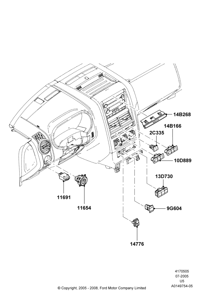 05F - Instrument Panel Related Parts, Lincoln/Mercury Series; 19/JUL/2005-16/DEC/2010