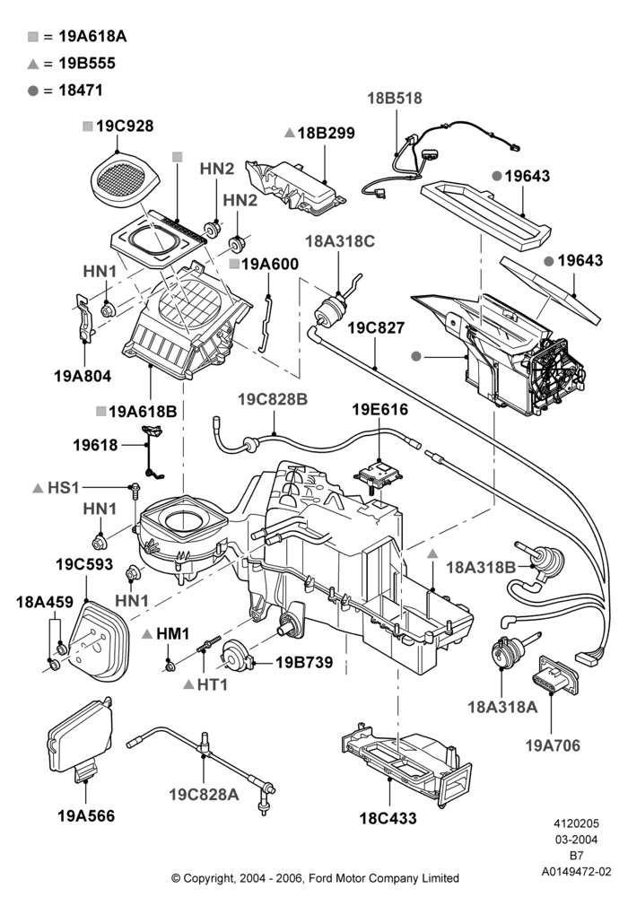 05C - Heater/Air Cond.External Components, Manual Air Conditioning, With Auxiliary Air Conditioning; 11/MAR/2004-02/AUG/2006