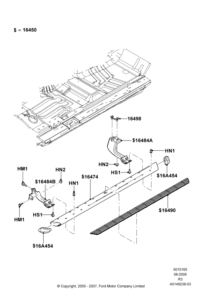 65E - Running Boards/Side Steps, Super Cab, Factory Installed; 08/AUG/2005-16/DEC/2011