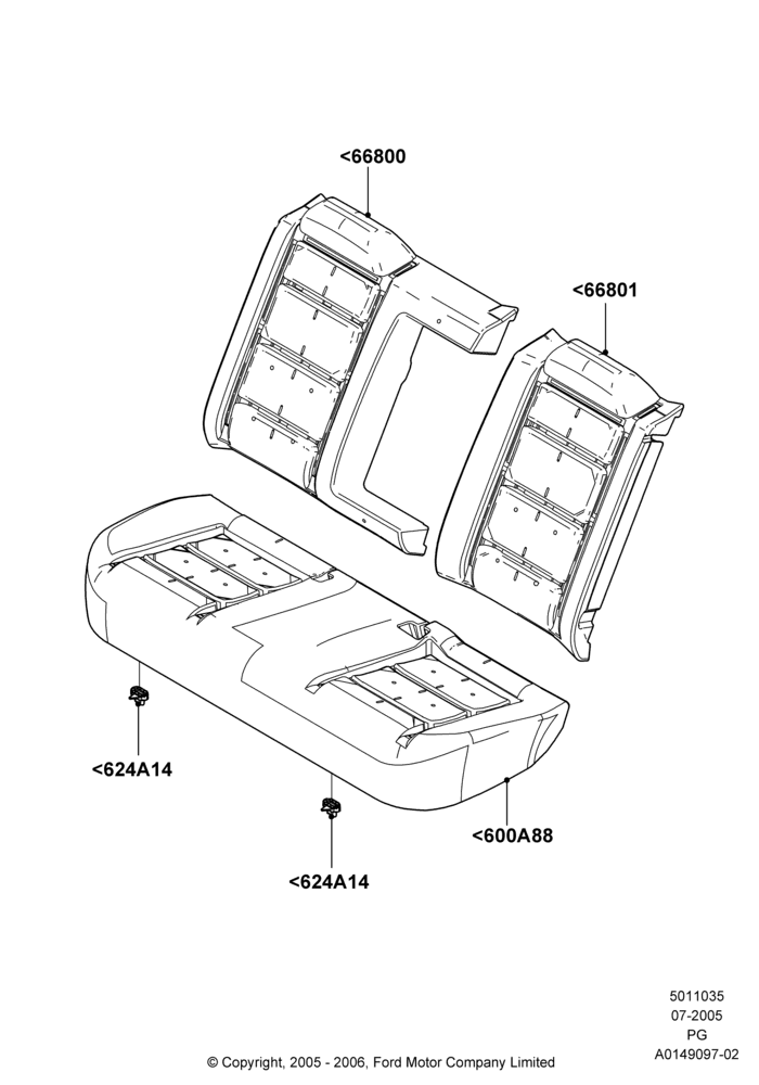 35C - Rear Seat Pads/Valances & Heating, With Fixed Rear Headrest; 18/JUL/2005-15/JUN/2009