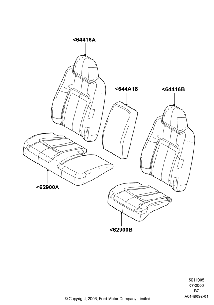 05D - Front Seat Covers, With Split Bench Front Seat; 02/AUG/2006-15/SEP/2008