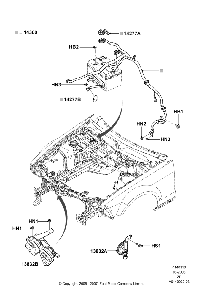 10B - Battery Cables and Horn, 4.0L V6 12V SOHC EFI; 05/JUN/2006-22/MAR/2010