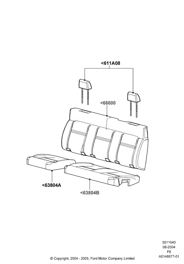 40E - Rear Seat Covers, Crew Cab, Less 2nd Row Folding Armrests; 23/AUG/2004-08/AUG/2005