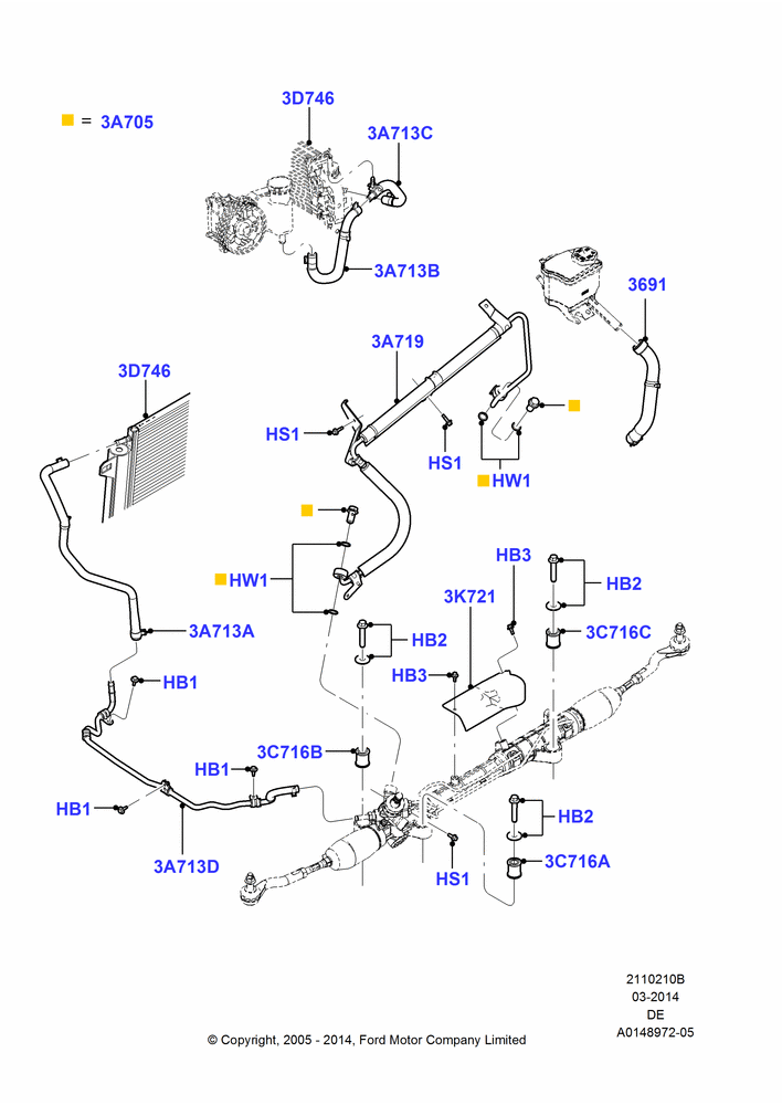 10B - Supply & Return Hoses - Power Strg, 3.0 DOHC EFI; 01/AUG/2005-04/FEB/2009