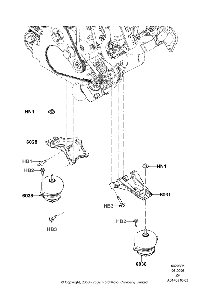 05C - Engine Mounting, 5.4L 4V DOHC EFI S/C ALUM V8 G; 06/JUN/2006-22/MAR/2010