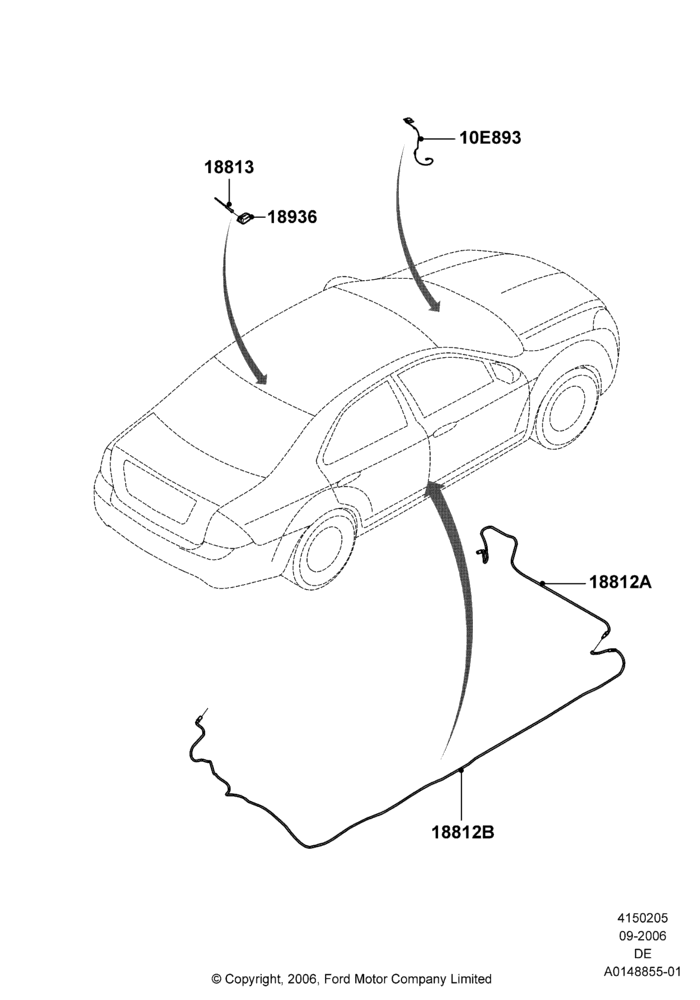 05D - Antenna, Ford And Mercury Derivative, With Nav System-Becker Traffic Pro, With Navigation System - Level "B"; 30/AUG/2006-04/FEB/2009
