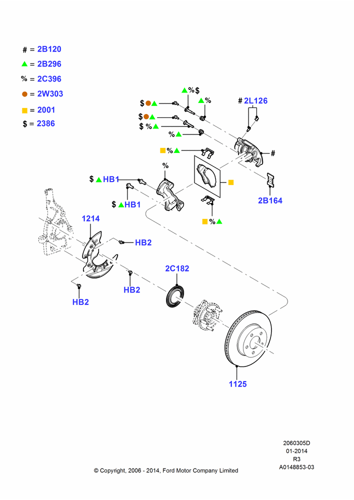 05D - Front Brake Discs and Calipers, LHD 4WD (Part Time Drive); 01/MAY/2006-16/DEC/2011