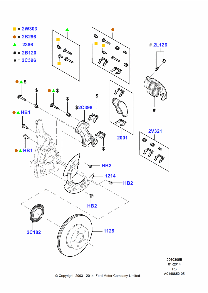 Front Brake Discs and Calipers, LHD 4WD (Part Time Drive)