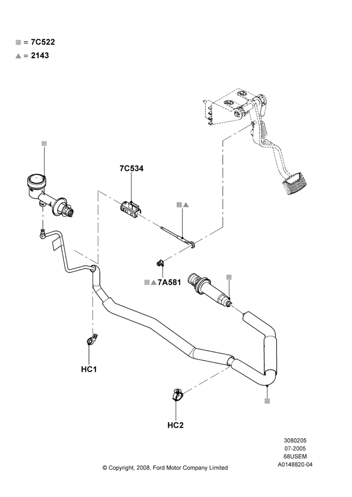 05A - Clutch Master and Slave Cylinders, 6.8L Gas EFI V10, Manual Transmission; 19/JUL/2004-12/FEB/2010