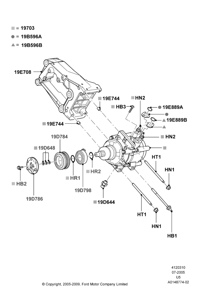 10G - Air Conditioning Condensr/Compressr, 4.0L V6 12V SOHC EFI, With Aux Overhead Heater And A/C, Compressor Assy; 19/JUL/2005-16/DEC/2010