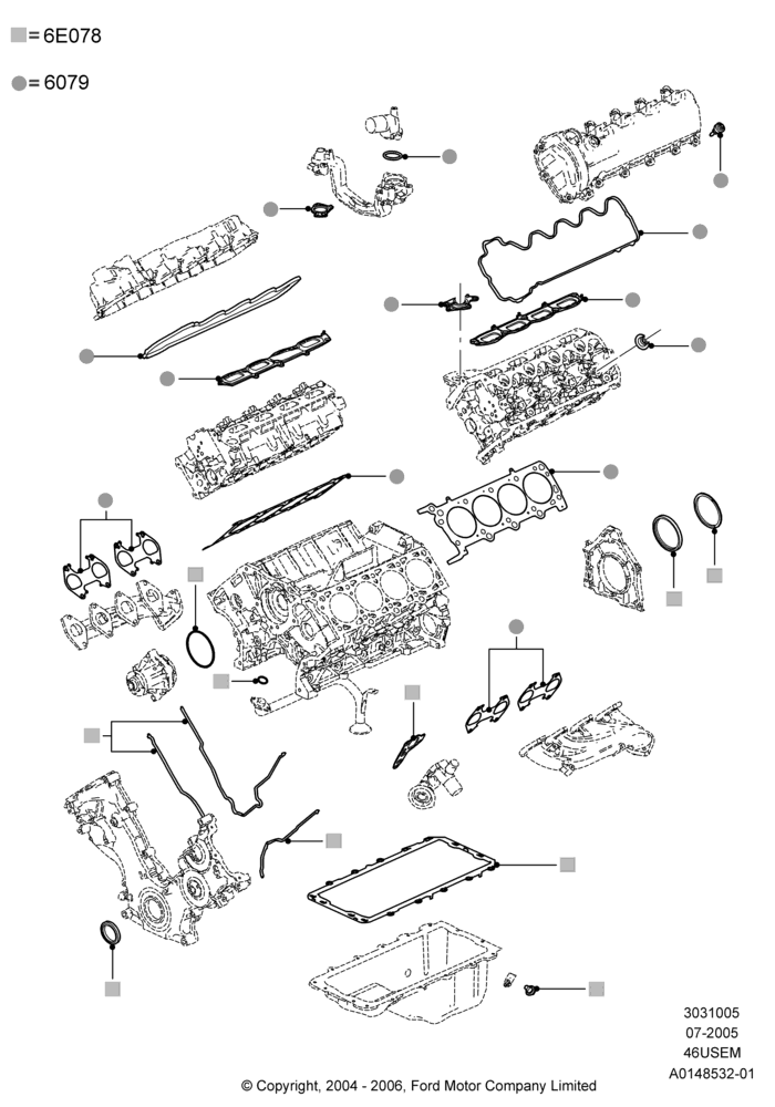 05A - Engine Gasket Kits, 4.6L 3V V8; 19/JUL/2005-16/DEC/2010