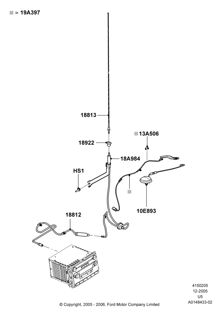 05H - Antenna, Fixed Radio Aerial, With Satellite Radio Reception; 12/DEC/2005-16/DEC/2010