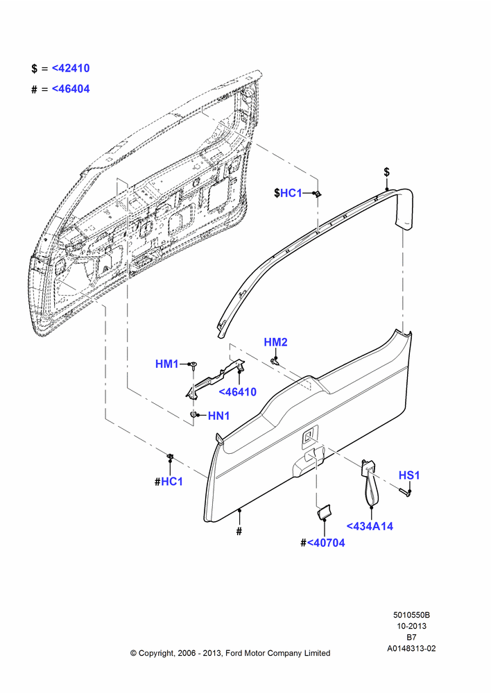 50B - Back Door/Tailgate Trim Panels; 02/AUG/2006-11/AUG/2014