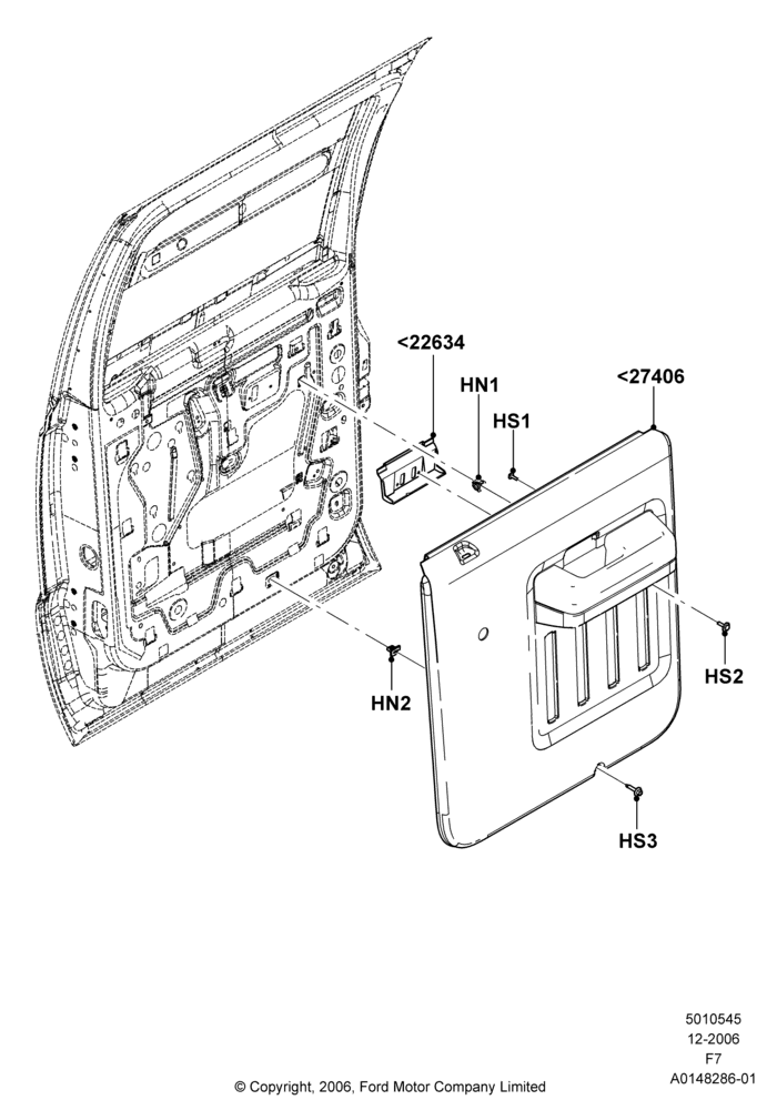 45E - Rear Door Trim Panels, Crew Cab, With Manual Rear Windows; 18/DEC/2006-12/FEB/2010