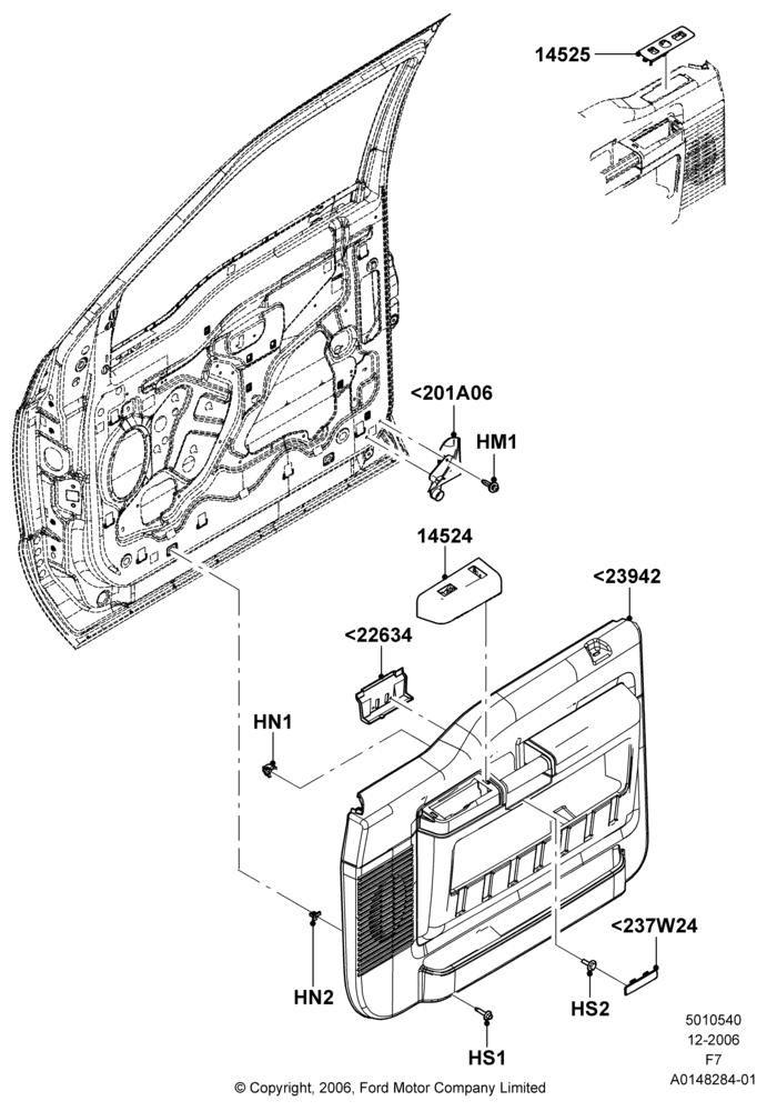 40D - Front Door Trim Panels, With Power Front Windows; 18/DEC/2006-12/FEB/2010