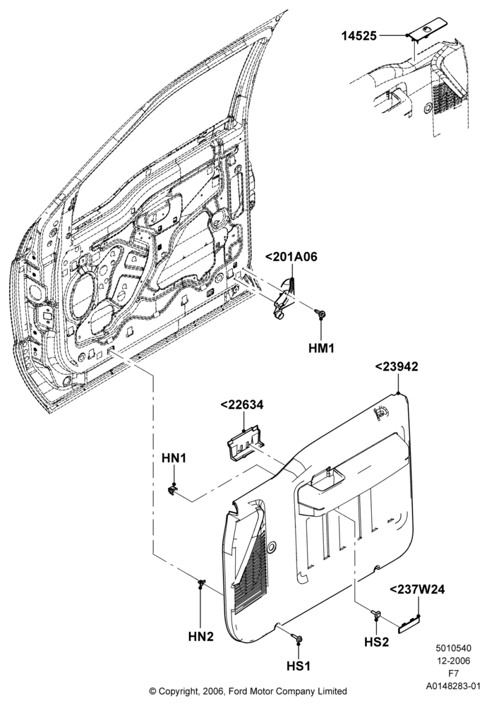 40C - Front Door Trim Panels, With Manual Front Windows; 18/DEC/2006-12/FEB/2010