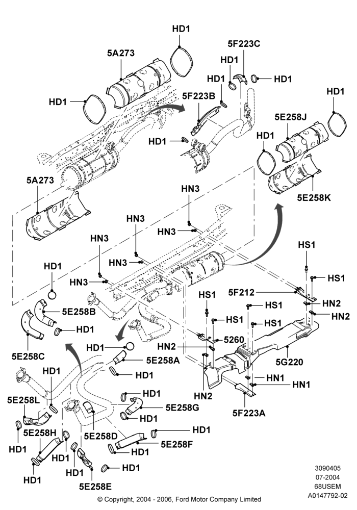 Heat Shields - Exhaust System, 6.8L Gas EFI V10, Narrow Frame (Chassis Cab)
