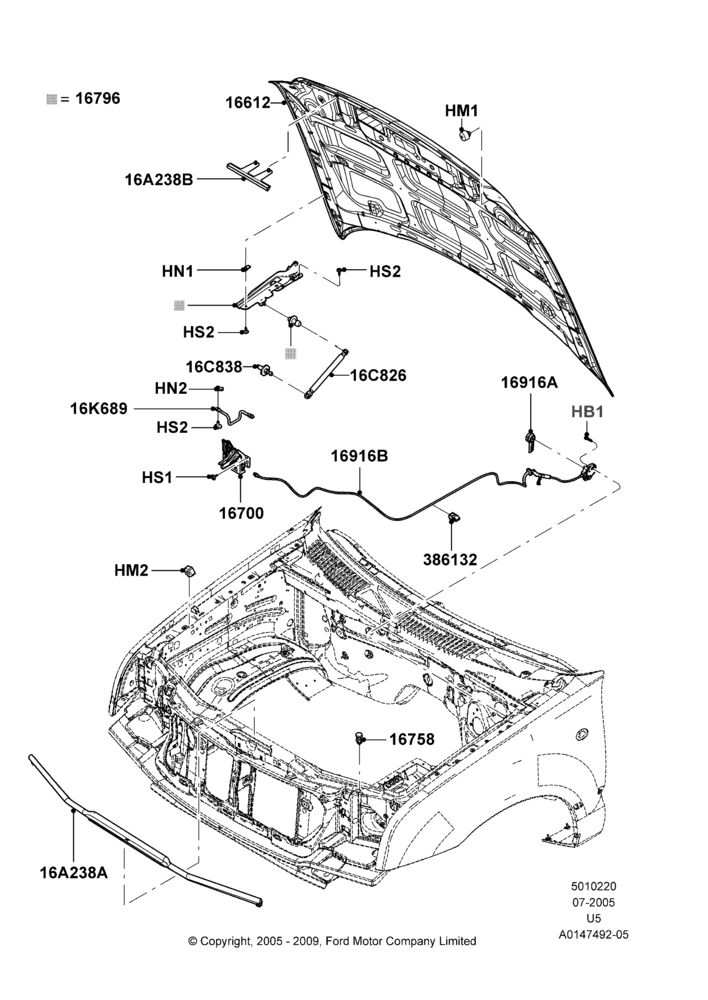 20C - Hood and Related Parts, Ford Series; 19/JUL/2005-20/OCT/2005