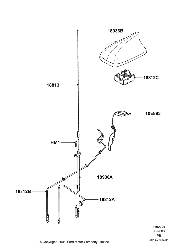 05E - Antenna, AM/FM Str/CD/Clk/Navig System, Less Radio Reception Equipment; 01/MAY/2006-04/JUN/2007