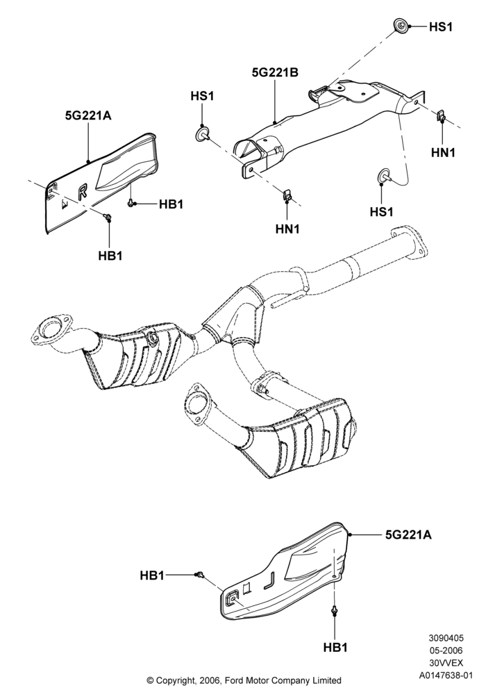 Heat Shields - Exhaust System, 3.0 V6 12V OHV EFI