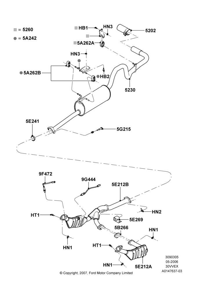 Exhaust System, 3.0 V6 12V OHV EFI